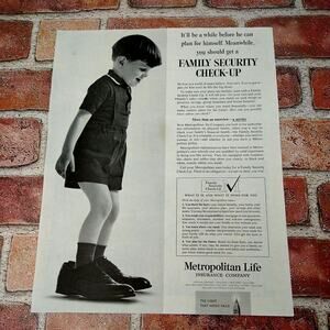 1961 Boy in Dad's Shoes - Met Metropolitan Life Insurance - Retro Vtg PRINT‎ AD